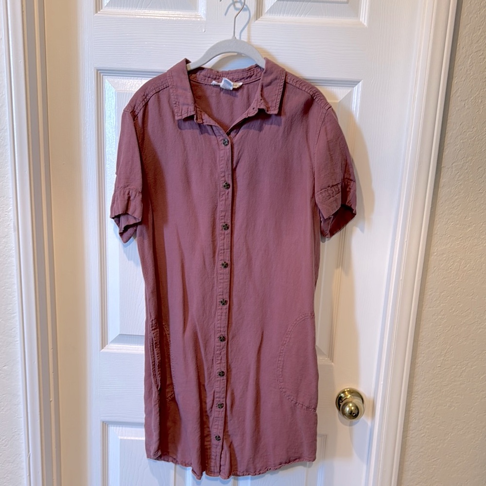Lucky Brand linen blend shirt dress L